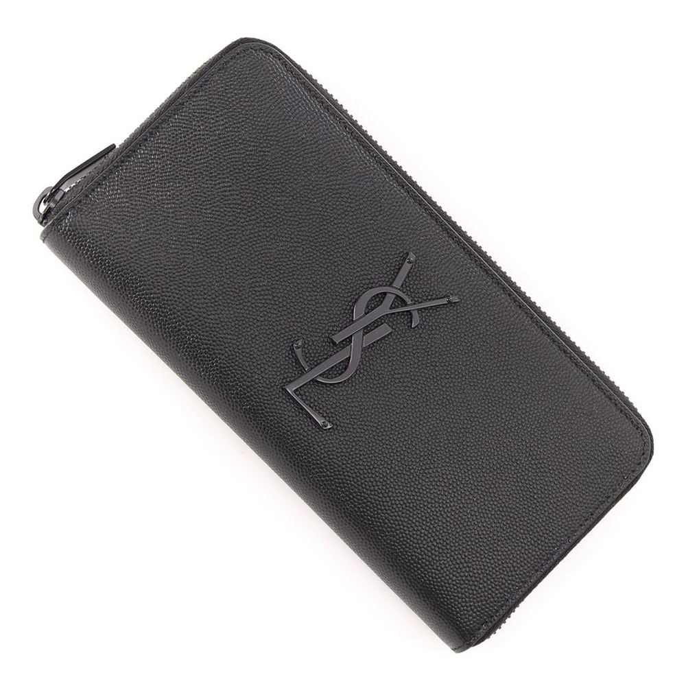Saint Laurent Black Zip Around Long Wallet Coin Purse